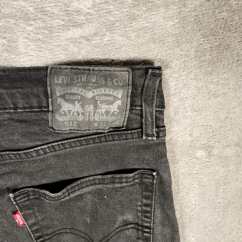 Levi's 512 Jeans Men's 31X32 Black Excellent Slim Taper Faded Denim‎ 28833-0287